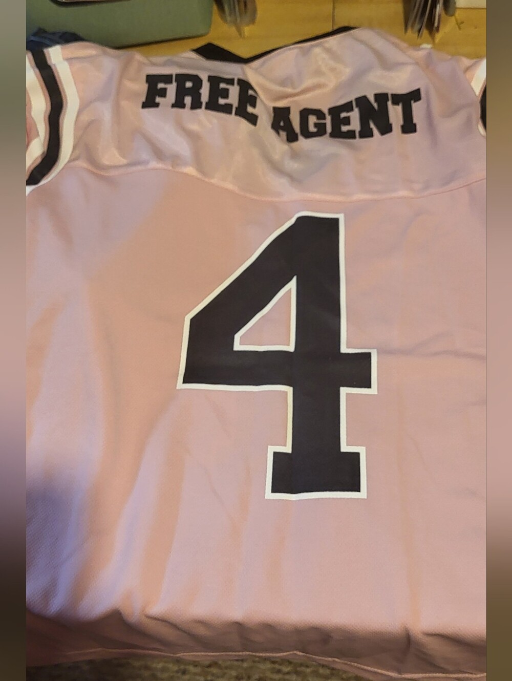 Pink BRAND Football Jersey with Number 4, Free Agent Name